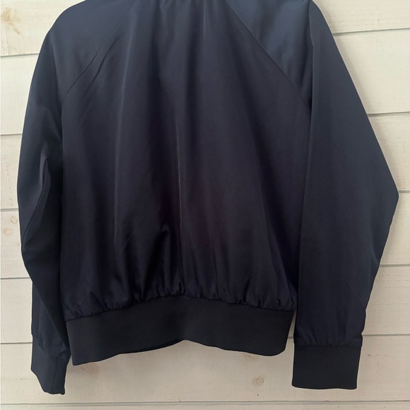 Free People Navy Bomber Jacket with Ribbed Collar and Relaxed Fit - Picture 8 of 12